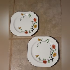 Set of 2 Vintage Art Deco Handpainted Heathcote Bone Best China Made in England